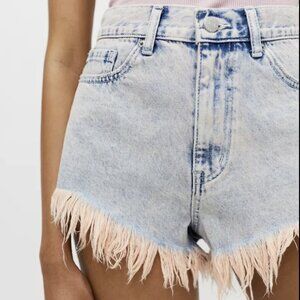 NWOT BDG Urban Outfitters Cheeky Pink Fringe Shorts Size 27